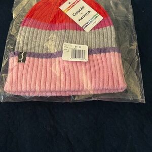 Crayola  Striped Beanie - Red, Pink, and Gray